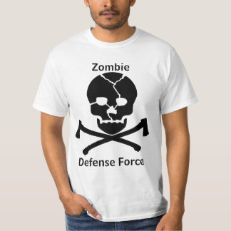 Camiseta Fuerza de defensa del zombi: Cráneos y hachas