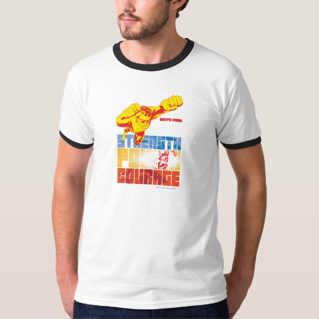 Camiseta Fuerza de la Liga de la Justicia. Poder. Valor. Ca (Anverso)