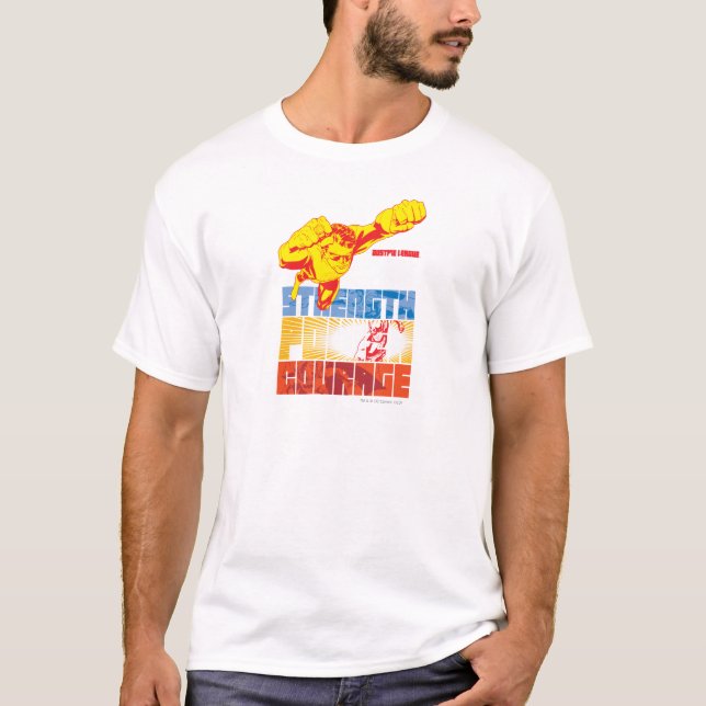 Camiseta Fuerza de la Liga de la Justicia. Poder. Valor. Ca (Anverso)