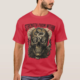 Camiseta Fuerza Desde Dentro - Cráneo Gótico y Tatuaje de S
