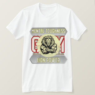 Camiseta Fuerza Mental León Poder Fisicoculturismo Gimnasio