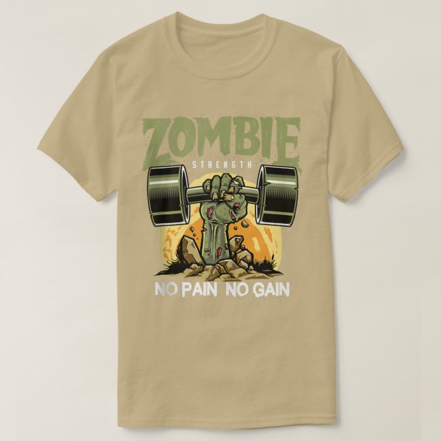Camiseta Fuerza Zombie Sin Dolor Diversión Trabajar Diseño  (Diseño del anverso)