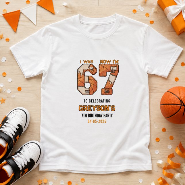 Camiseta Fui 6 Ahora Soy 7 Baloncesto – Cumpleaños 7 (I Was 6 Now I’m 7 Basketball – 7th Birthday Party T-Shirt
)