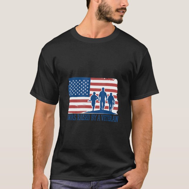 Camiseta Fui Criado Por Un Veterano Soldado De Bandera Esta (Anverso)