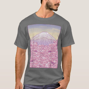 Camiseta Fuji japonés Sakura Cherry Blossom Tree Japan Gra
