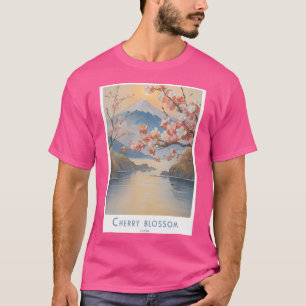 Camiseta Fuji vintage - Afiche japonés retro de viaje con c