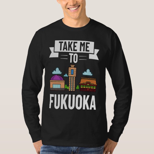 Camiseta Fukuoka Japan City Skyline Map Travel (Anverso)