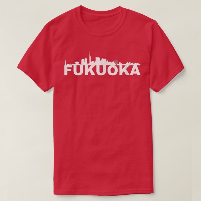 Camiseta Fukuoka Japan City Skyline Silhouette Outline Sket (Diseño del anverso)