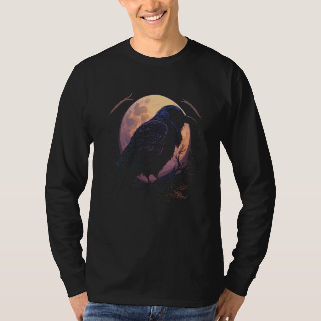 Camiseta Full Moon Crow Raven Flying Bird Halloween  1 (Anverso)