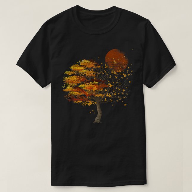 Camiseta Full Moon Flock Of Birds Tree Outdoor Wildlife Nat (Diseño del anverso)