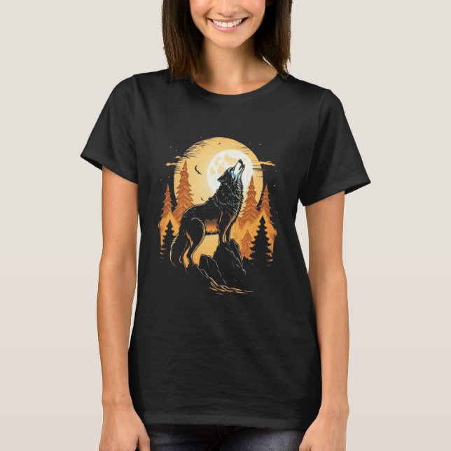 Camiseta Full Moon Howling Wolf Wolves   1 (Anverso)