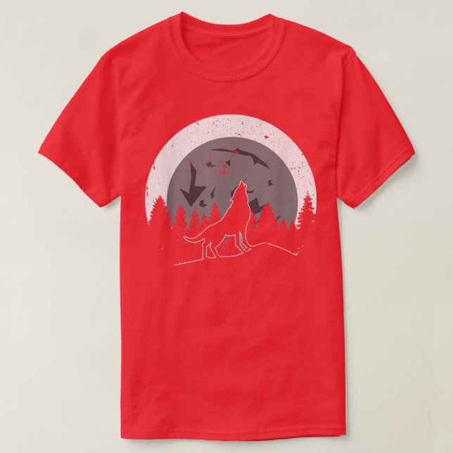 Camiseta Full Moon Light Wolf Howling Scary Night Halloween (Diseño del anverso)