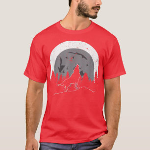 Camiseta Full Moon Light Wolf Howling Scary Night Halloween