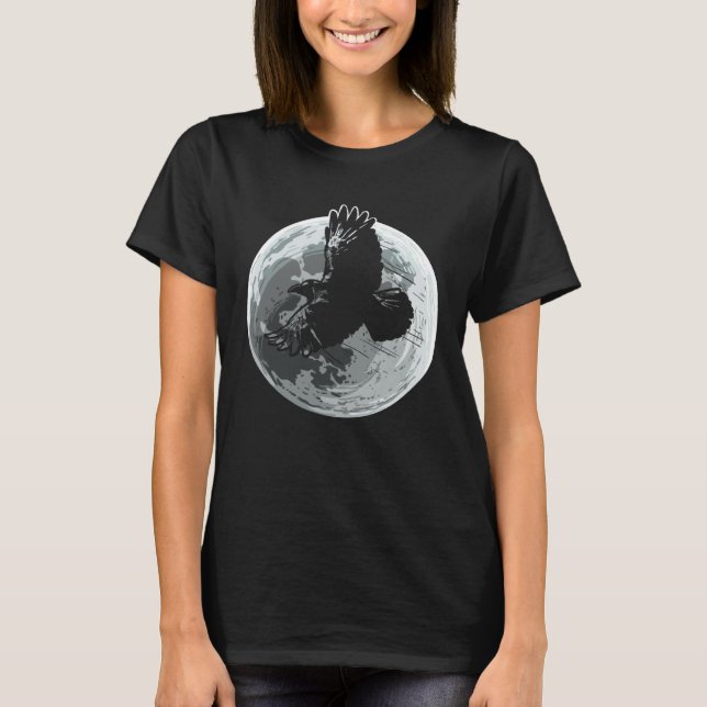 Camiseta Full Moon Raven Crow Dark Bird Gothic (Anverso)