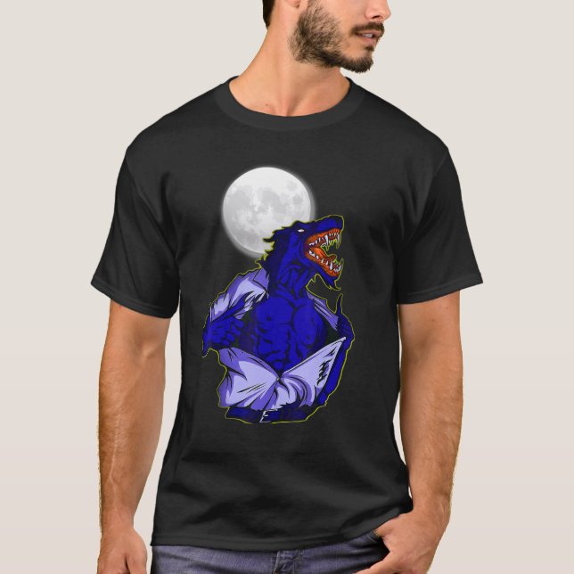 Camiseta Full moon transforms wild wolf scary jungle world (Anverso)
