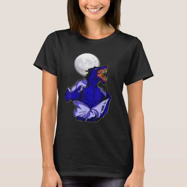 Camiseta Full moon transforms wild wolf scary jungle world (Anverso)