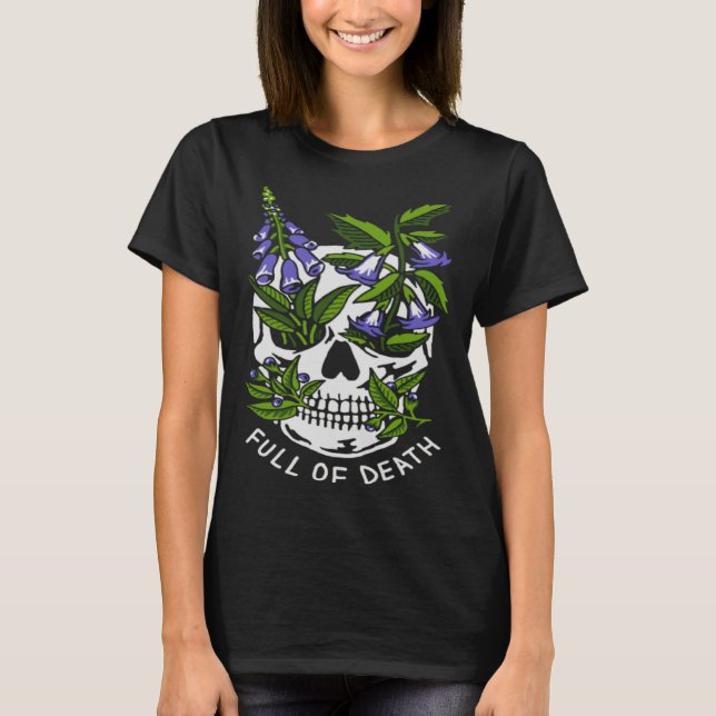 Camiseta Full Of Death  Skull Botanical (Anverso)