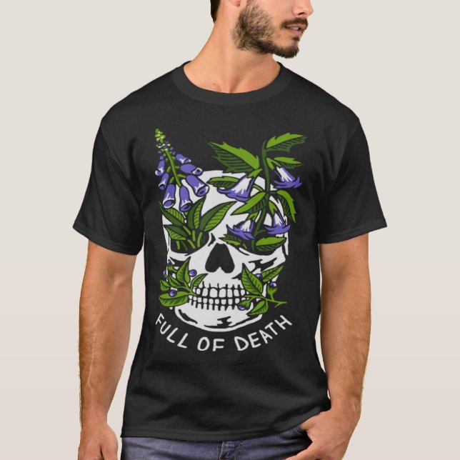 Camiseta Full Of Death  Skull Botanical (Anverso)