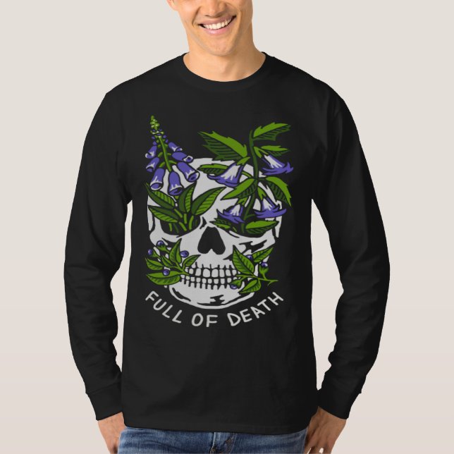 Camiseta Full Of Death  Skull Botanical (Anverso)