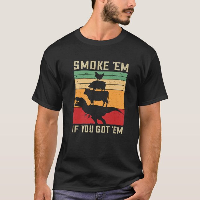 Camiseta Fumar Em Si Lo Tienes - Gracioso Retro BBQ Pitmast (Anverso)