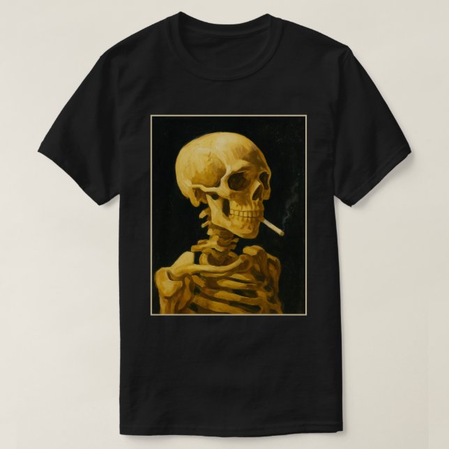 Camiseta Fumar en el cráneo dorado - Inspiración única de V (Diseño del anverso)