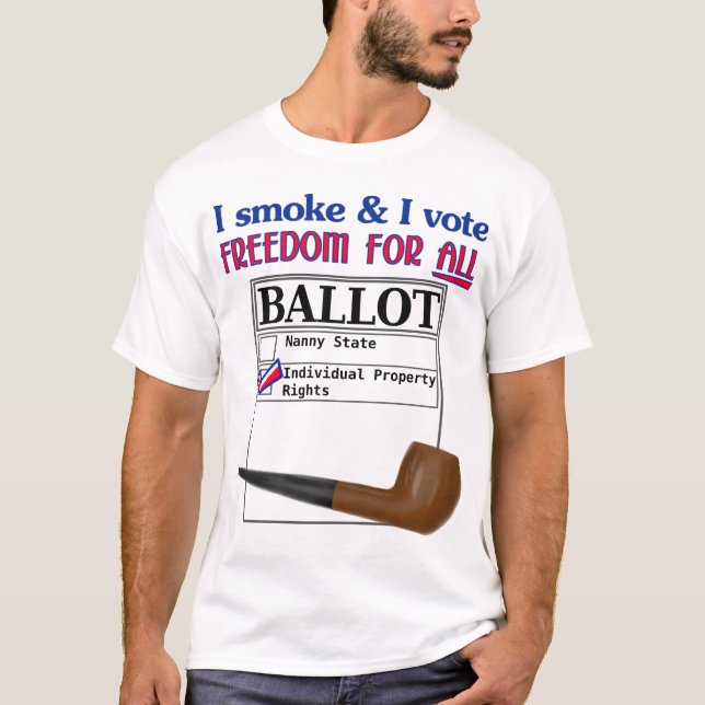 Camiseta Fumo y voto - los derechos de propiedad (Anverso)