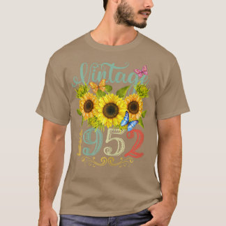 Camiseta Fun 1952 Womens Sunflower Floral Butterfly Vintage