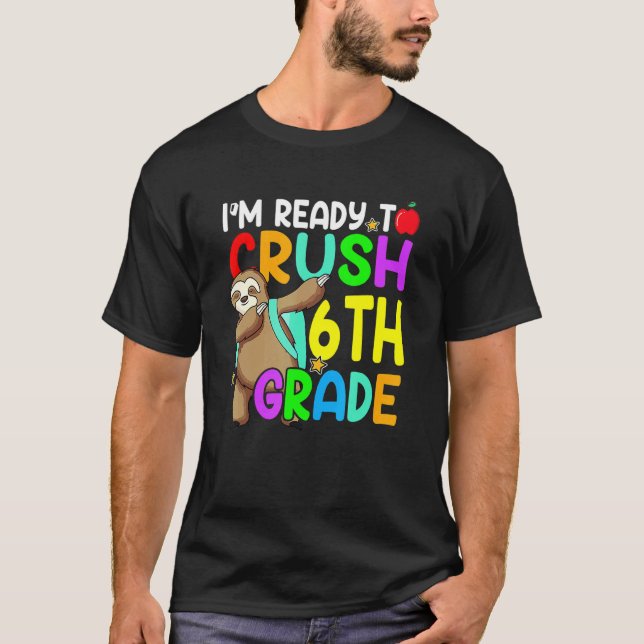 Camiseta Fun 6th Fourth Grade Dabbing Sloth Back To School  (Anverso)