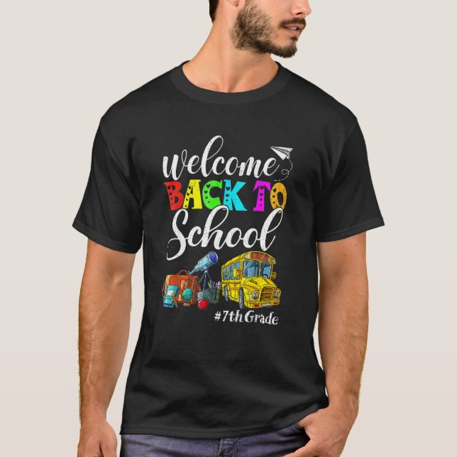 Camiseta Fun 7th Grade Welcome Back To School First Day Of  (Anverso)