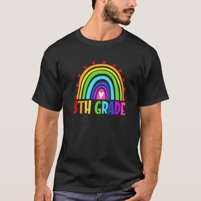 Camiseta Fun 8th Grade Rainbow Back To School First Day Of  (Anverso)