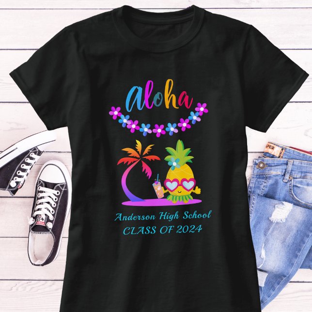 Camiseta Fun Aloha Tropical Luau Fiesta Graduación T-Shirt (Subido por el creador)