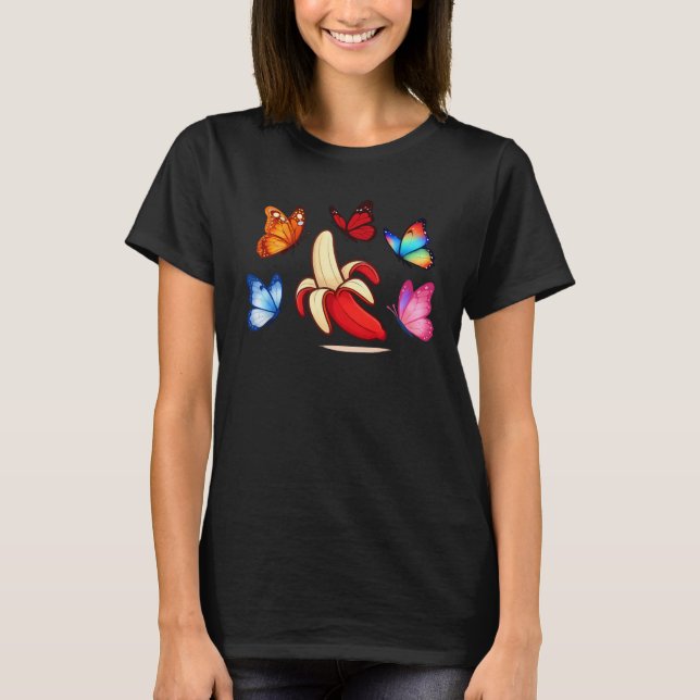 Camiseta Fun Banana with Vibrant Butterflies (Anverso)