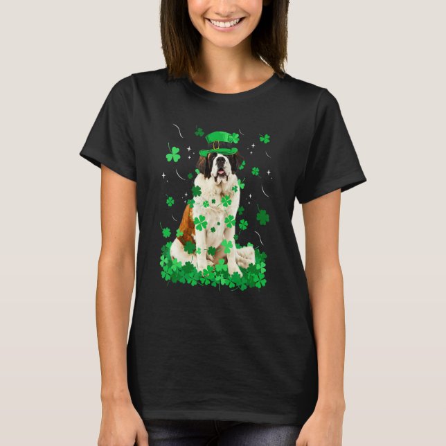 Camiseta Fun Bernard Dog St Patrick S Day Shamrock irlandés (Anverso)