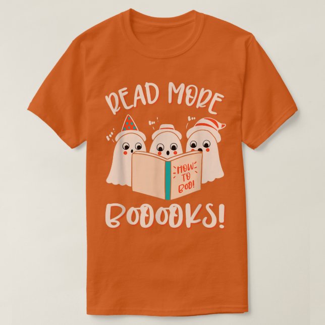 Camiseta Fun Boo Leer más libro Biblioteca de libros Profes (Diseño del anverso)