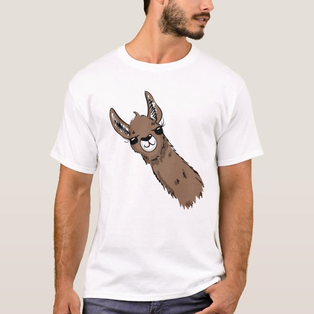 Camiseta Fun Brown Llama Head (Anverso)