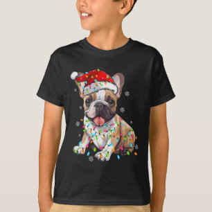 Camiseta Fun Bulldog francés Perro Árbol Navidades enciende