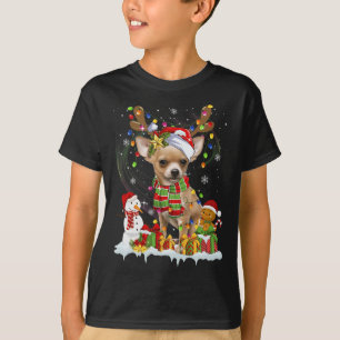 Camiseta Fun Chihuahua Navidades Ugly Dog Santa Hat Luces