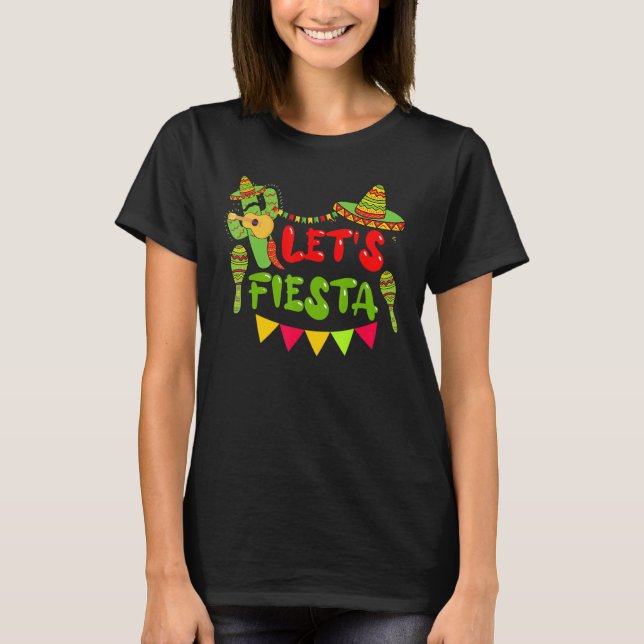 Camiseta Fun Cinco De Mayo Mexican Playing Guitar Cactus Le (Anverso)