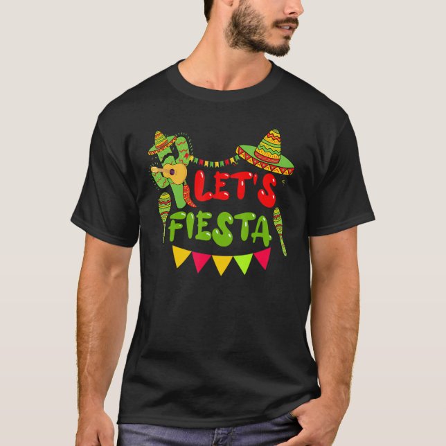 Camiseta Fun Cinco De Mayo Mexican Playing Guitar Cactus Le (Anverso)