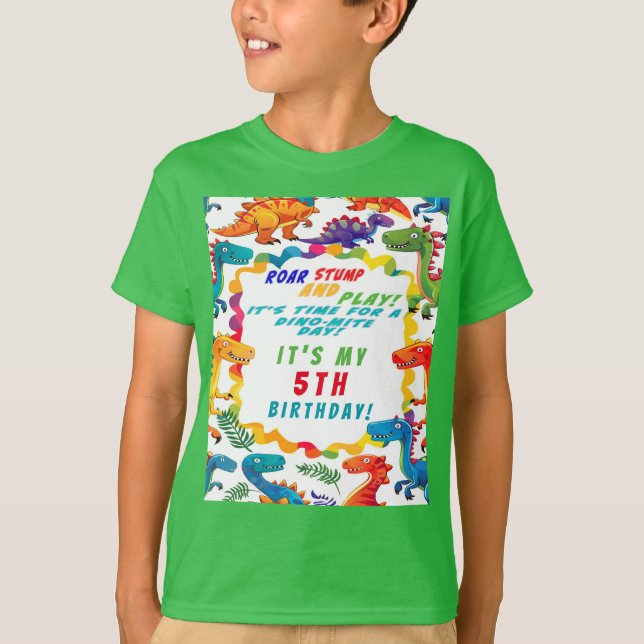 Camiseta Fun Colorful Dinosaur Birthday Honoré (Anverso)