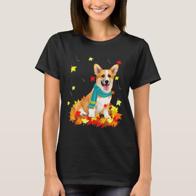 Camiseta Fun Corgi Thanksgiving Autumn Dog (Anverso)