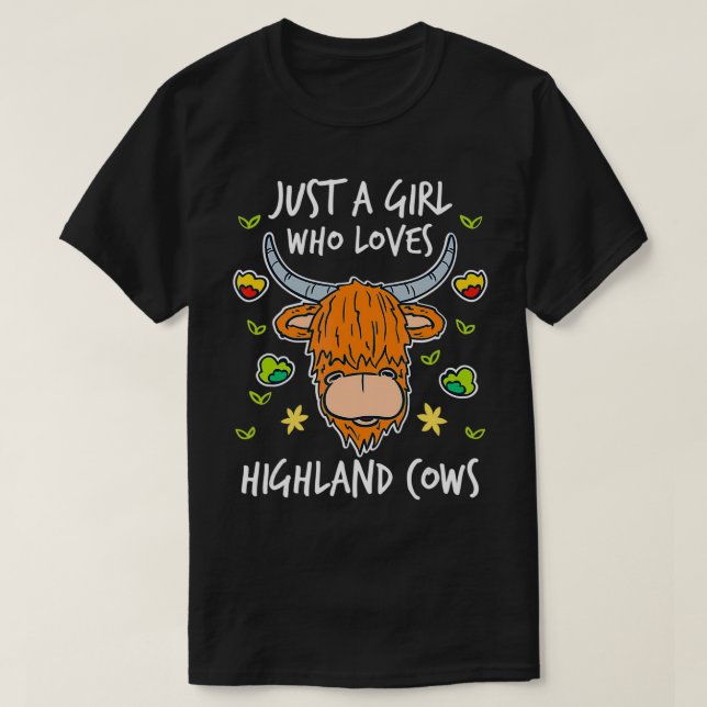 Camiseta Fun Cute Scottish Highland Cow (Diseño del anverso)
