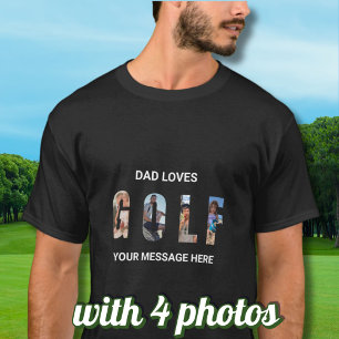 Camiseta Fun Dad Golf Personalizado 4 Fotos Mensaje