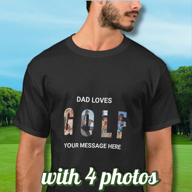 Camiseta Fun Dad Golf Personalizado 4 Fotos Mensaje (Subido por el creador)