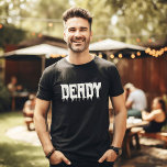 Camiseta Fun Daddy's Halloween con guión de perrito Guay<br><div class="desc">¡Acepta a tu FECHA! 🎃 Personalizar esta diversión de Halloween tee con tu propio giro. ¡Prepárate para un estilo espeluznante! Hay disponibles camisetas familiares para Momster,  boo pequeño,  etc. 👻 #CoolDaddyTee #HalloweenFun #DadsCostume</div>