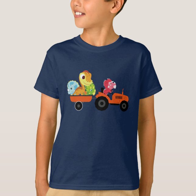 Camiseta Fun DINO tractor de dinosaurio Farm School Niño de (Anverso)