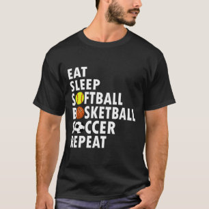 Camiseta Fun Eat Sleep Softball Baloncesto Hombres Hombres 