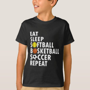 Camiseta Fun Eat Sleep Softball Baloncesto Hombres Hombres 