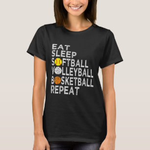 Camiseta Fun Eat Sleep Softball Volleyball Baloncesto Boys