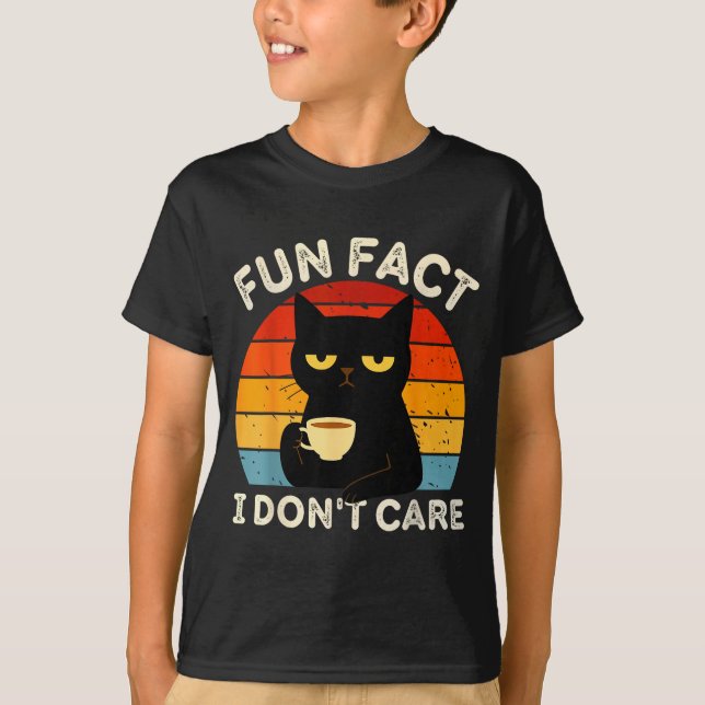 Camiseta Fun Fact I Don't Care Funny Black Cat Saying Quote (Anverso)